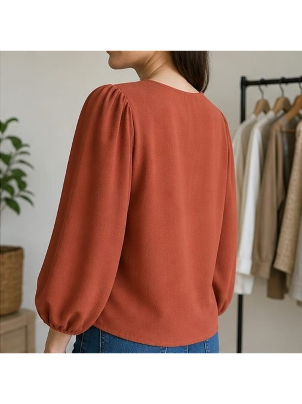 Rust Tunic Blouse - Picture 3 of 6